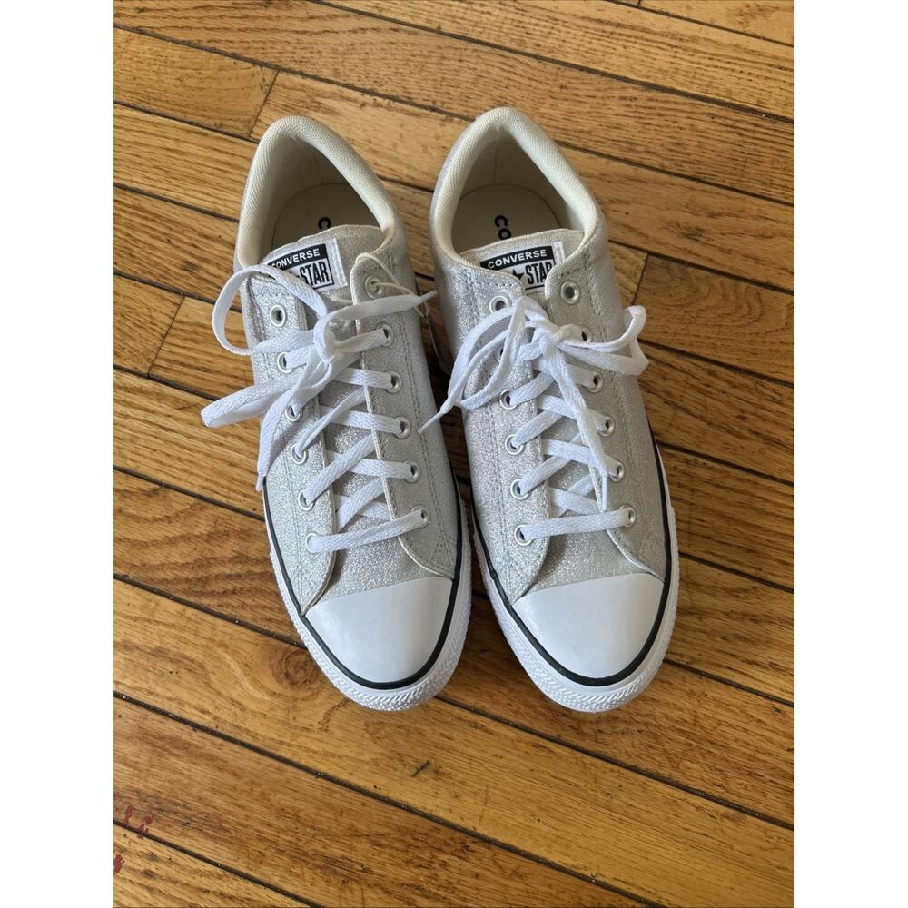 Converse All Star unisex Silver Glitter Canvas Lace Up Men size 10 and Wo's 12